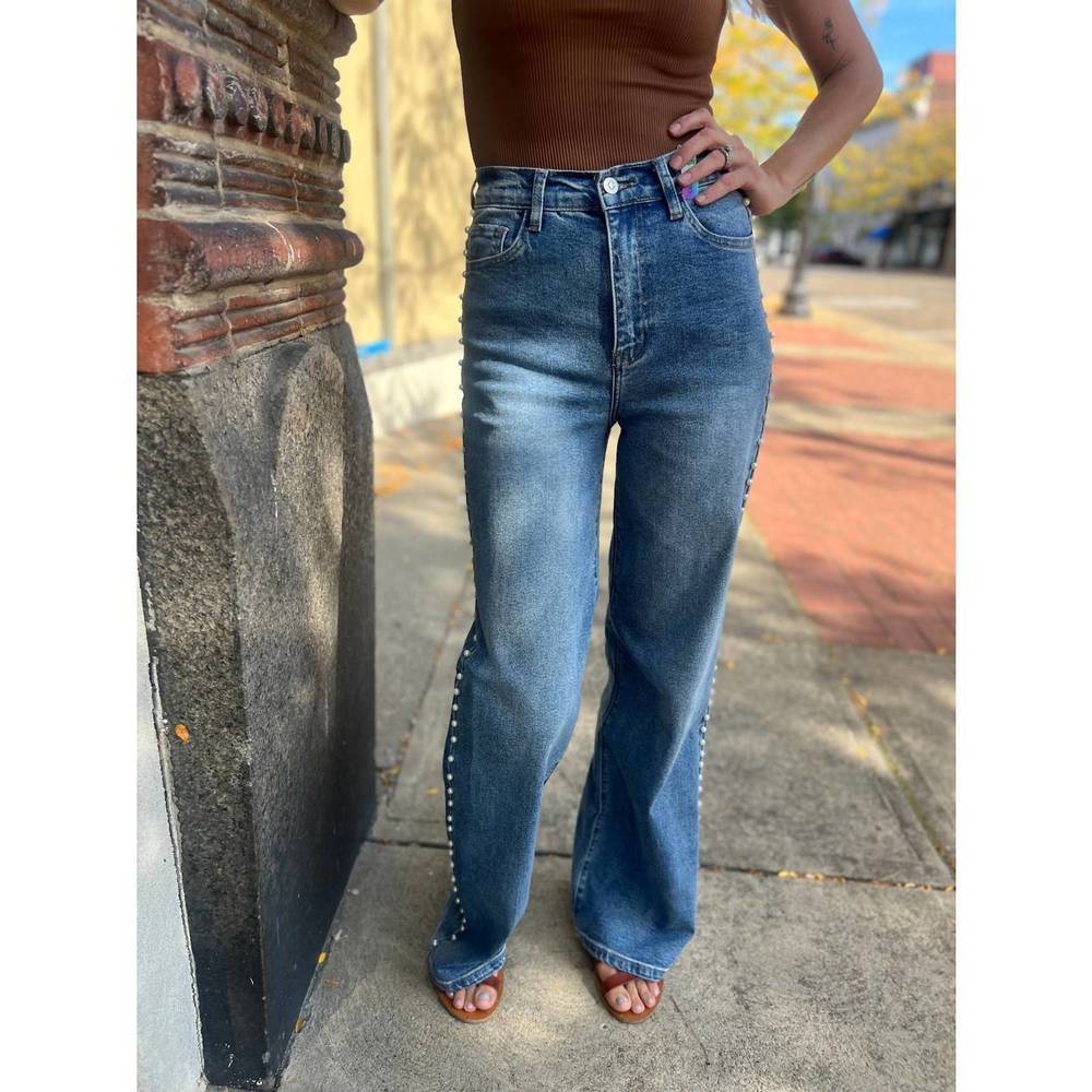NEW VIBRANT women's claire pearl jeans in blue